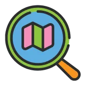 Magnifying glass with map