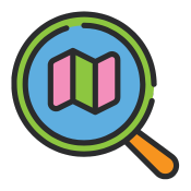 Magnifying glass with map